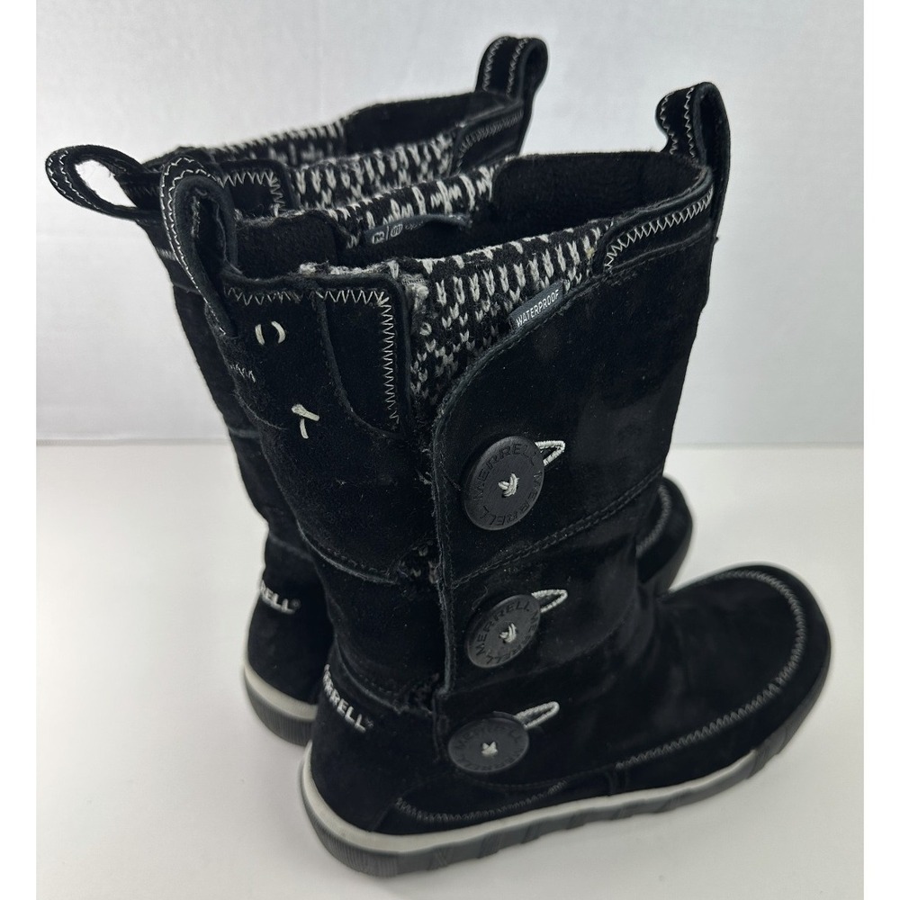 Merrell Tempest High Black Suede Button Boots Winter Warm Snow Women's Size 9 - Picture 5 of 12